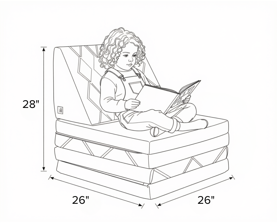 Luna Lounger | 3-Piece Compact, Durable Organic Cotton Play Couch for Kids, Easy to Clean