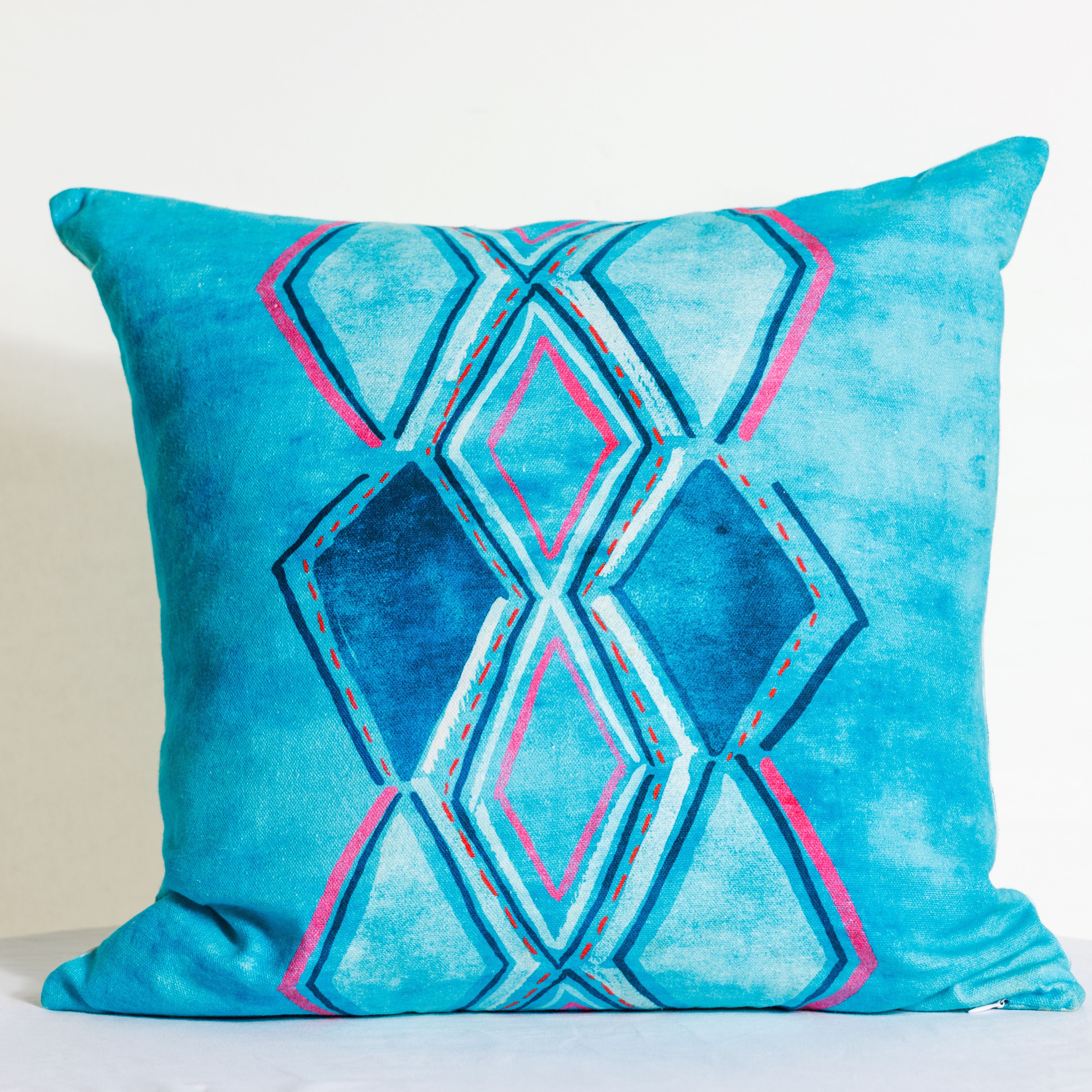 Reversible Southwestern Throw Pillow Cover in Sea