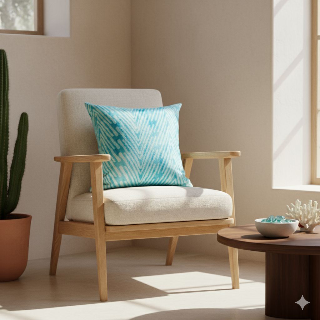 Reversible Southwestern Throw Pillow Cover in Sea